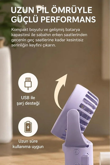 Vantilatör Şarjlı Su Buharlı Mini Masa Fan